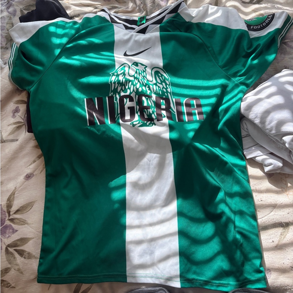 Nike Green and White Nigeria Men's Jersey
